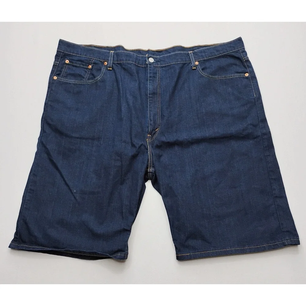Levis 569 Jean Shorts Mens 48 Blue Dark Wash Denim Baggy Fit Jorts 11in inseam